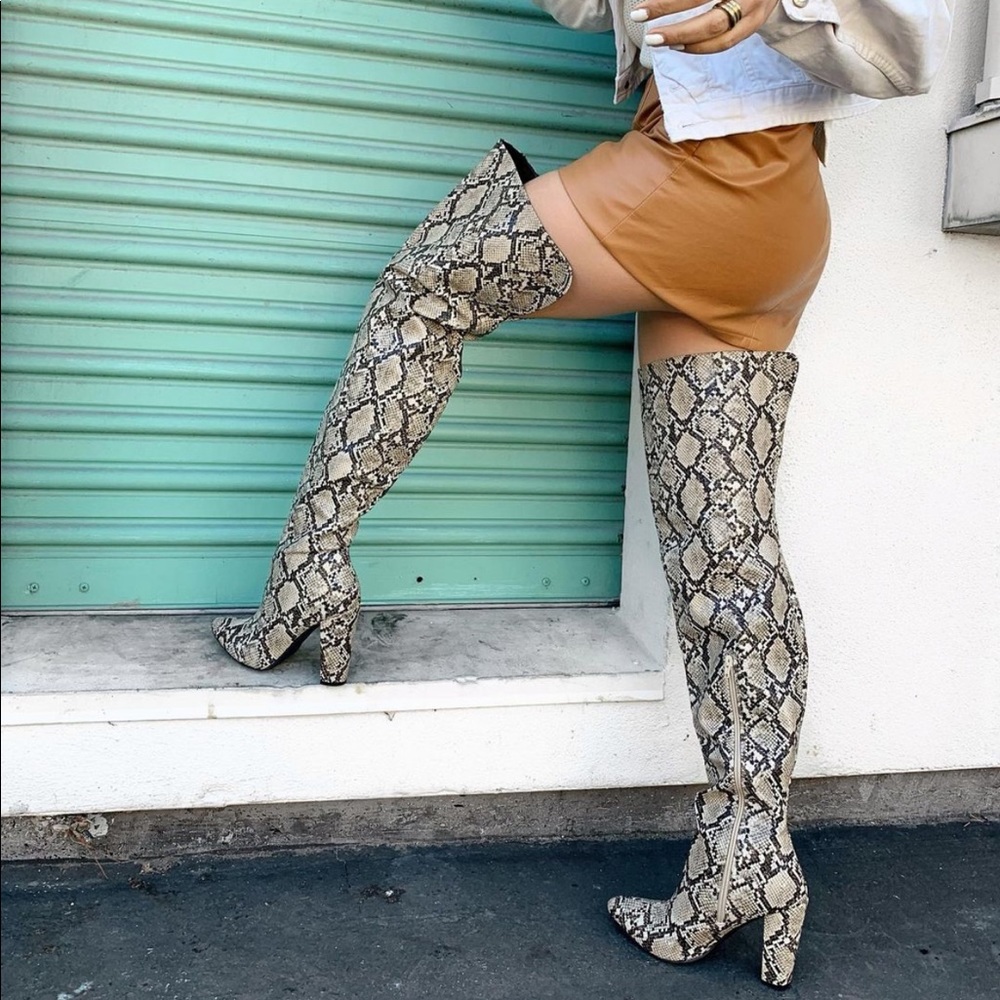 Snake Print OTK Boots